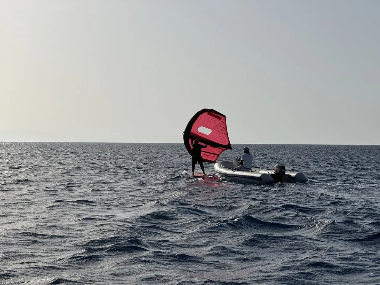 A wingfoil lesson on the water