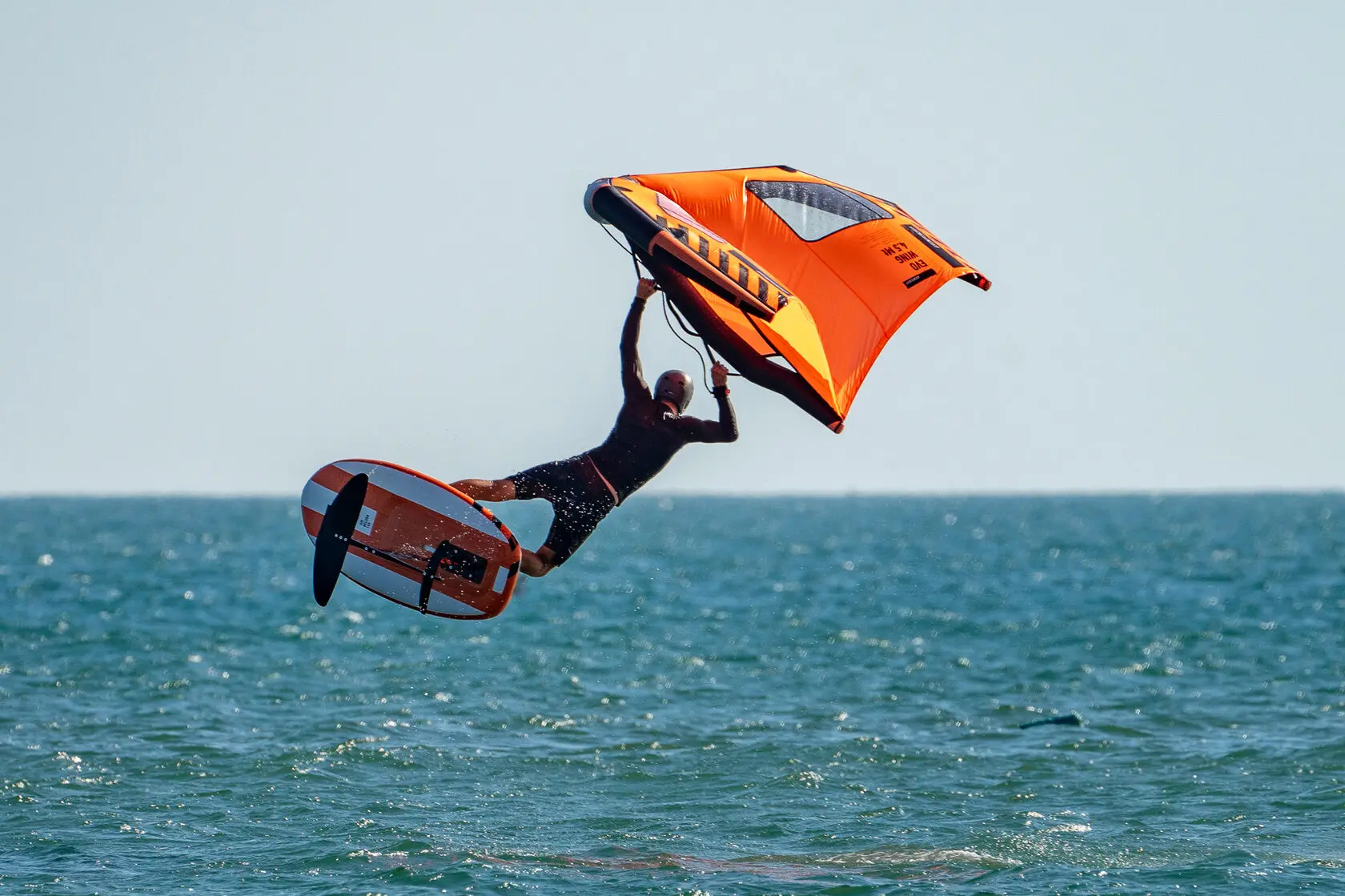 Riding with a wing and foil